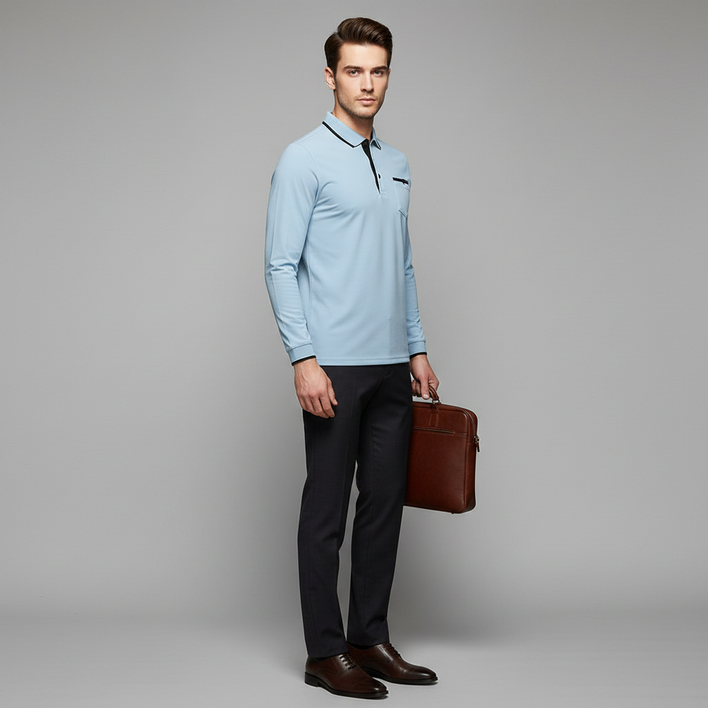 Elegant Long Sleeve Men's Polo Shirt | Classic Fit Fashion