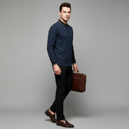 Elegant Long Sleeve Men's Polo Shirt | Classic Fit Fashion