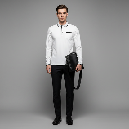 Elegant Long Sleeve Men's Polo Shirt | Classic Fit Fashion