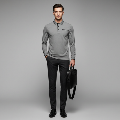 Elegant Long Sleeve Men's Polo Shirt | Classic Fit Fashion