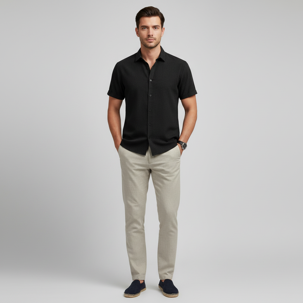 Men's Casual Summer Shirt | Lightweight Short Sleeve Blouse
