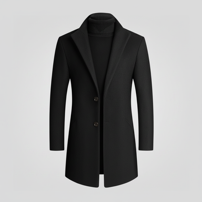 Men's Long Coat | Stylish Notched Lapel Overcoat