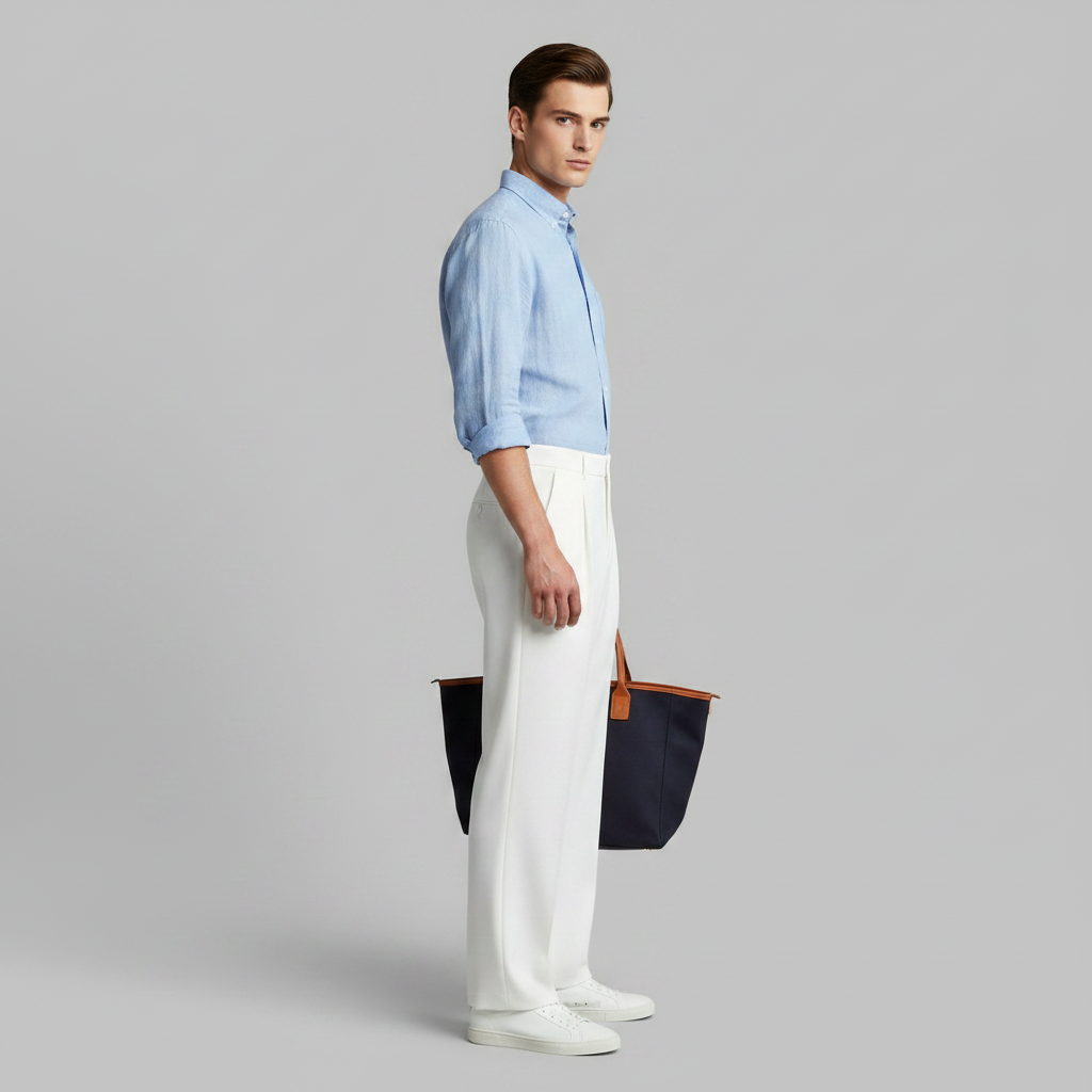 Men's Straight Fit Pleated Pants | Formal Wear Trousers