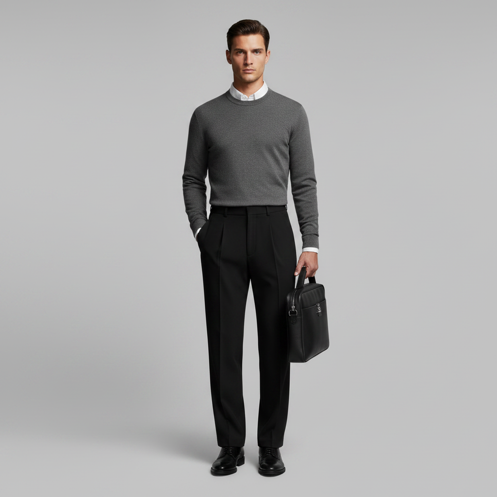 Men's Straight Fit Pleated Pants | Formal Wear Trousers