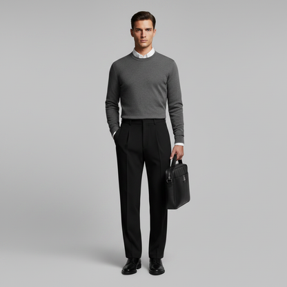 Men's Straight Fit Pleated Pants | Formal Wear Trousers