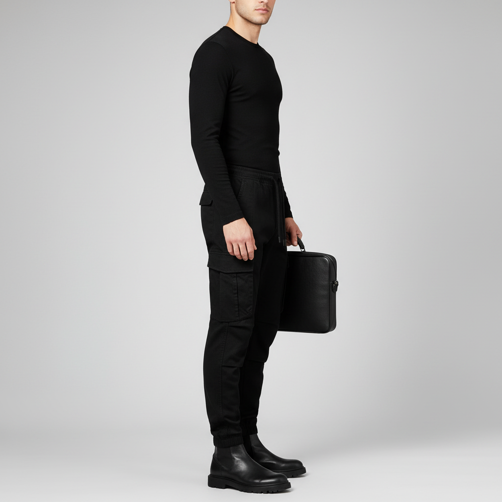 Men's Tactical Cargo Pants | Black Cargo Trousers for Outdoor Wear