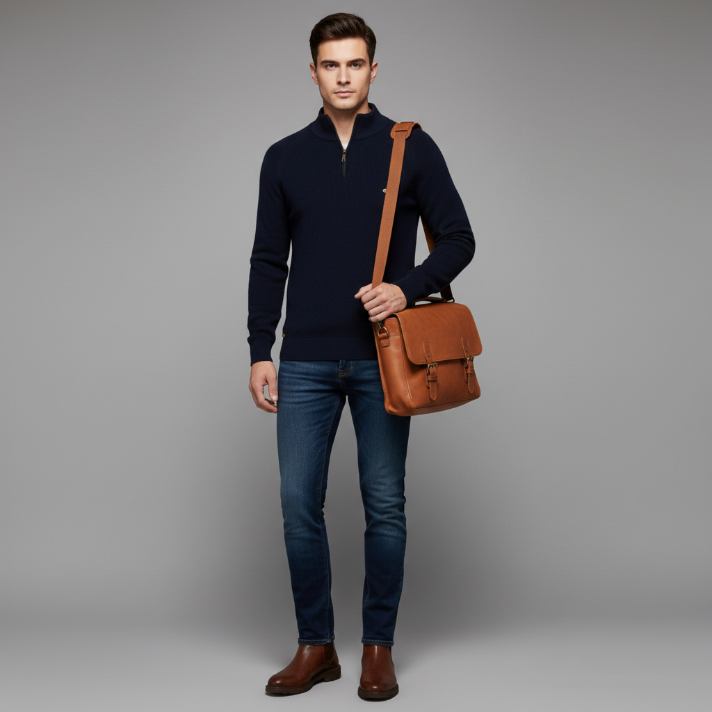 Slim Fit Half-Zip Sweater | Men's Knitted Jumper