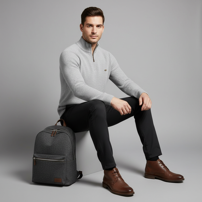 Slim Fit Half-Zip Sweater | Men's Knitted Jumper