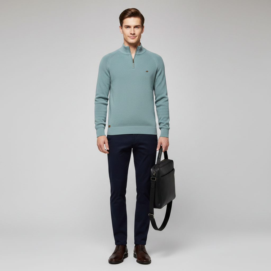 Slim Fit Half-Zip Sweater | Men's Knitted Jumper
